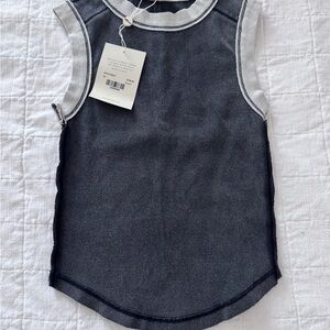 BRANDE NEW - bohme Contrast-Trim Tank Top in Charcoal and Light Gray